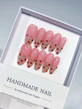 C374 - Long Pink Almond Glitter Rhinestone