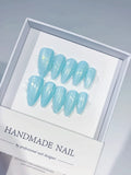 C397 - Medium Blue Almond Solid color Line Art