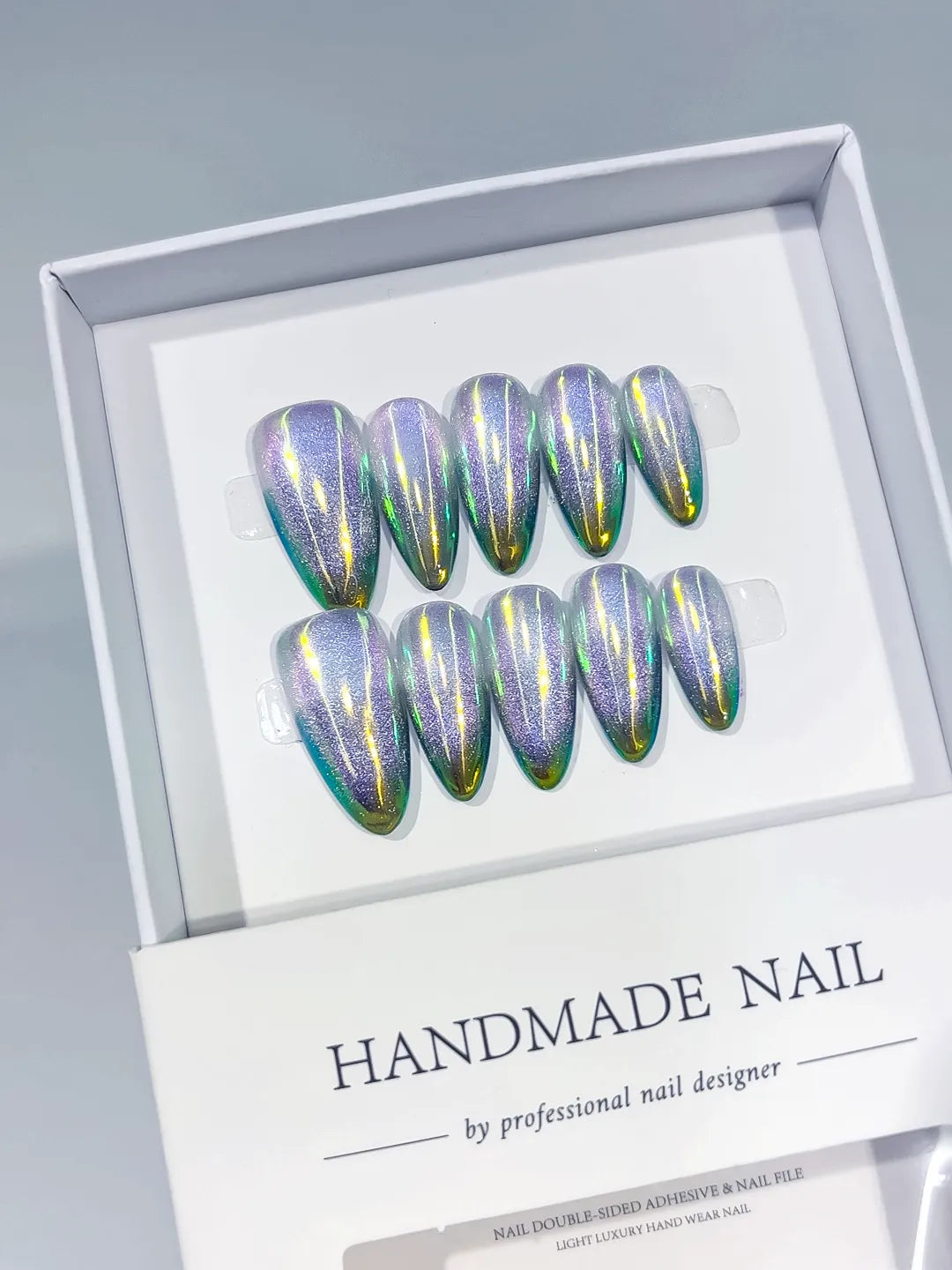 C410 - Medium Purple Green Almond Holographic