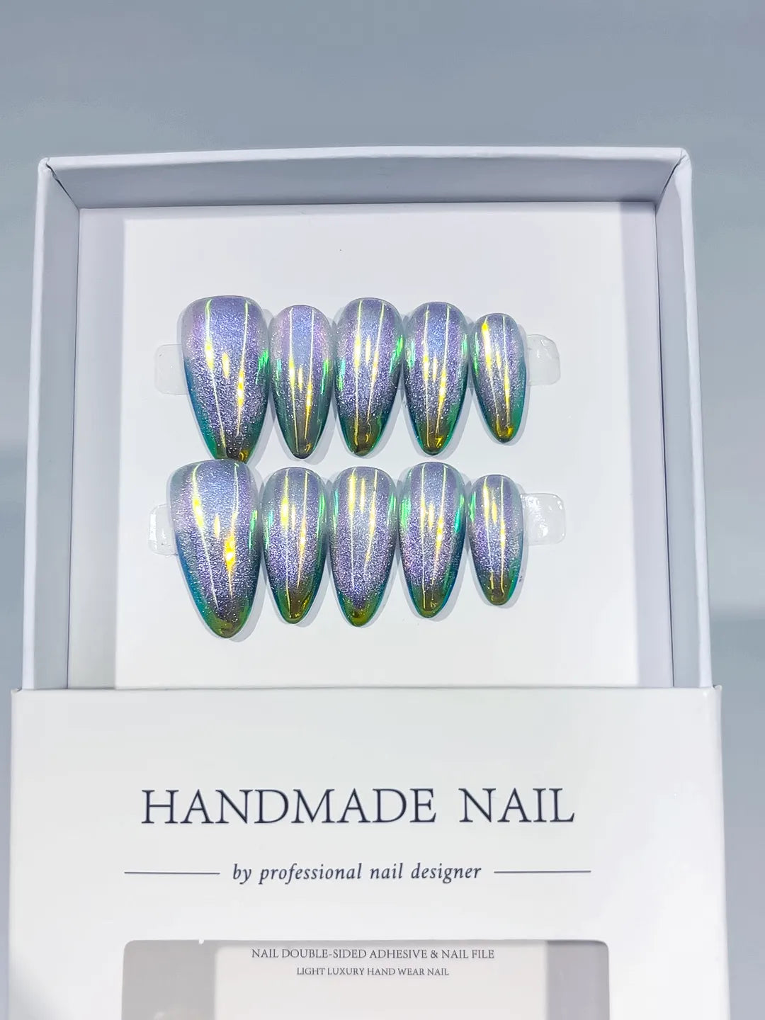 C410 - Medium Purple Green Almond Holographic