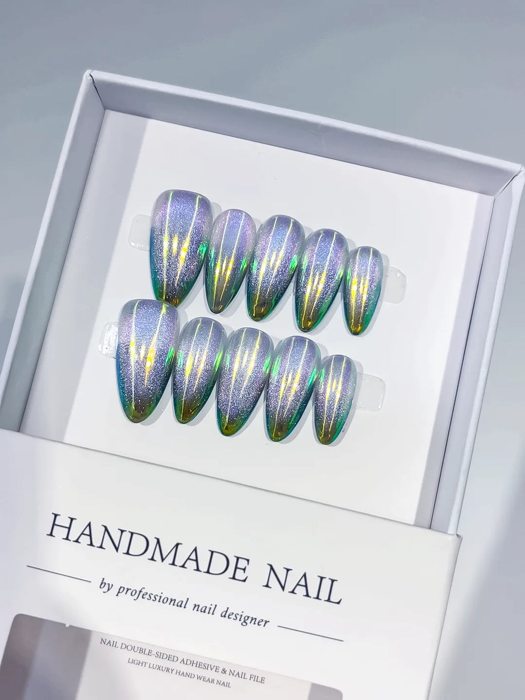 C410 - Medium Purple Green Almond Holographic