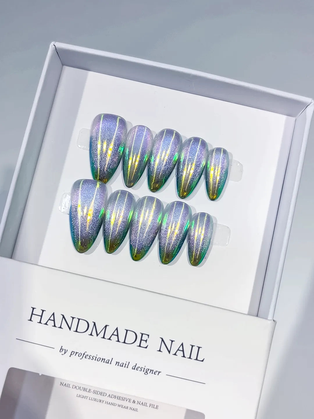 C410 - Medium Purple Green Almond Holographic