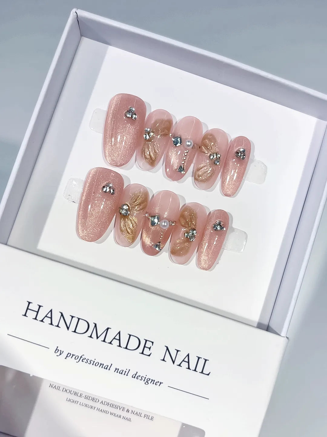 C412 - Medium Pink Gold Oval Glitter Flower Rhinestone