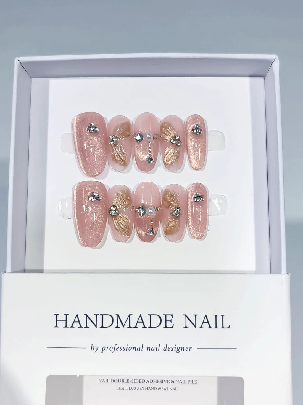 C412 - Medium Pink Gold Oval Glitter Flower Rhinestone