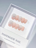 C418 - Medium Nude White Oval Holographic Flower Rhinestone
