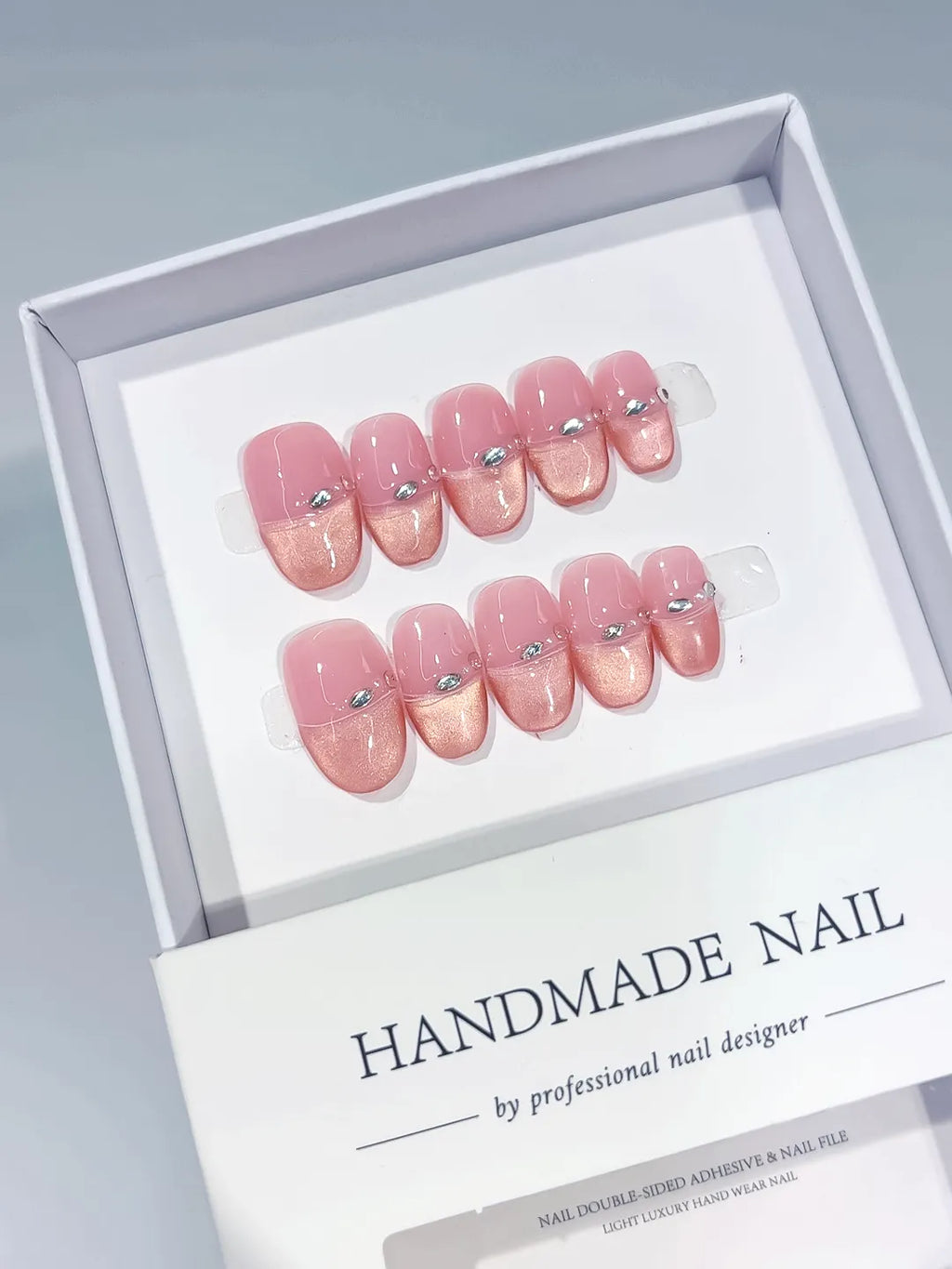 C419 - Medium Pink Gold Oval Metallic Metal Stud