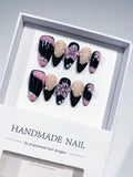 D249 - Medium Black Nude Almond Ombre Flower Pearl