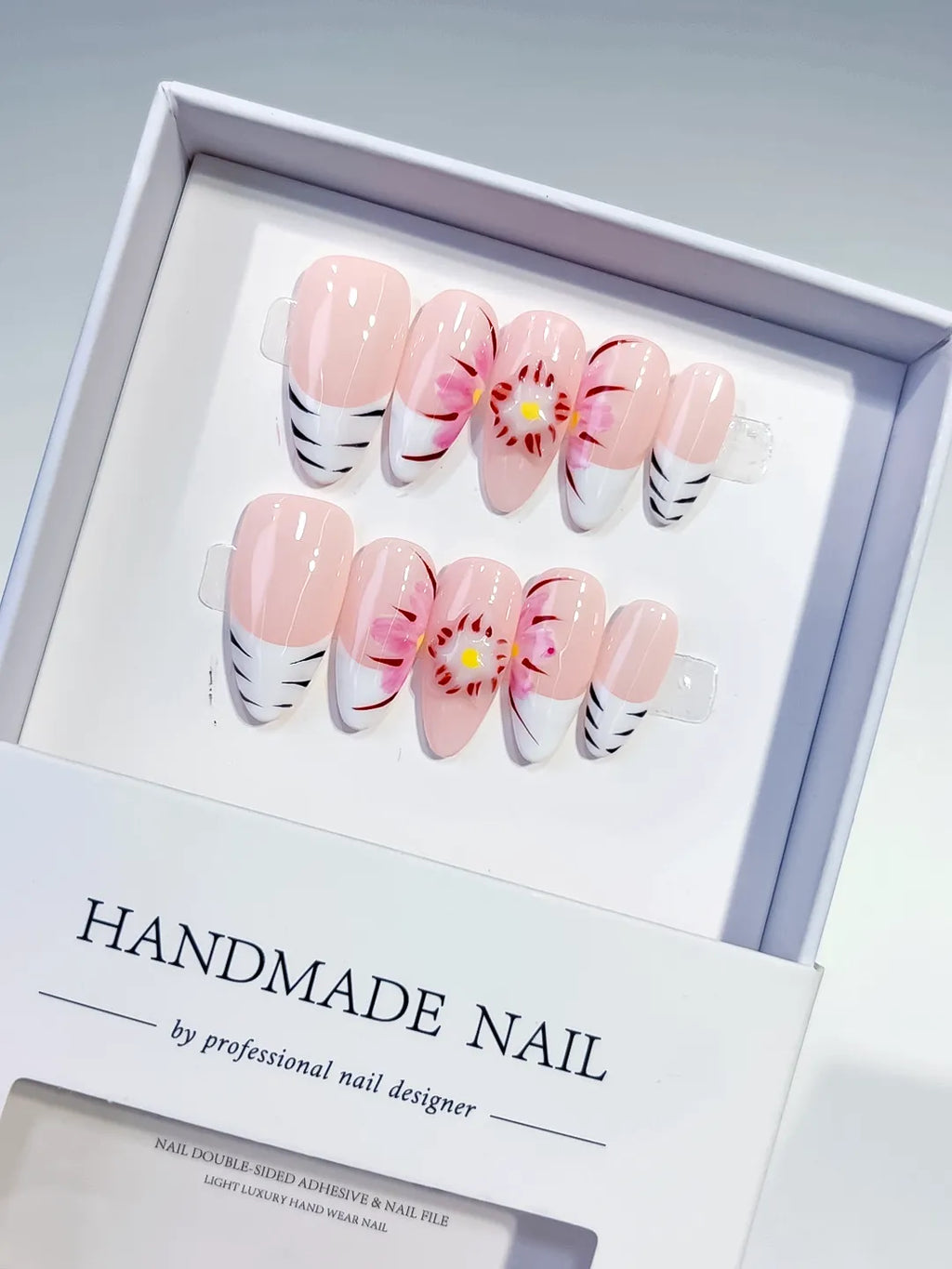 D258 - Medium Pink White Almond Floral Flower