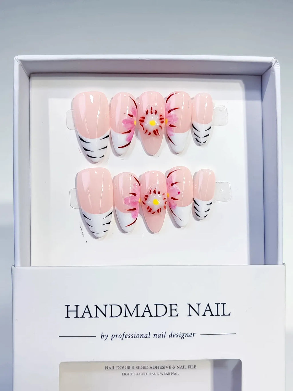 D258 - Medium Pink White Almond Floral Flower