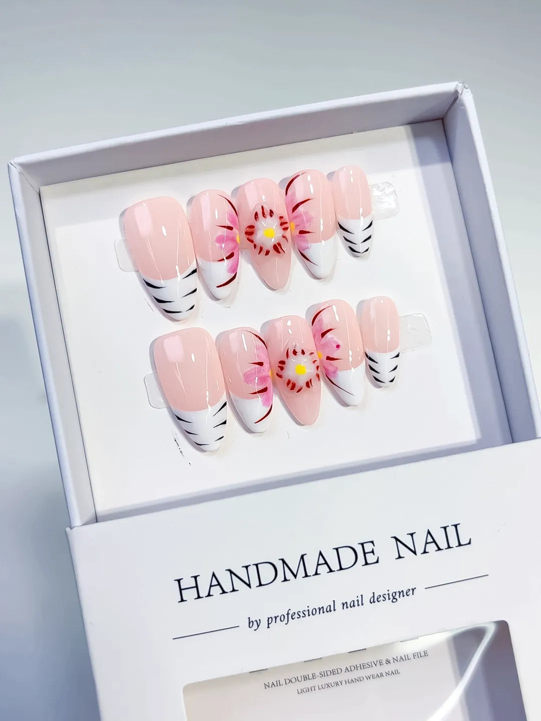 D258 - Medium Pink White Almond Floral Flower