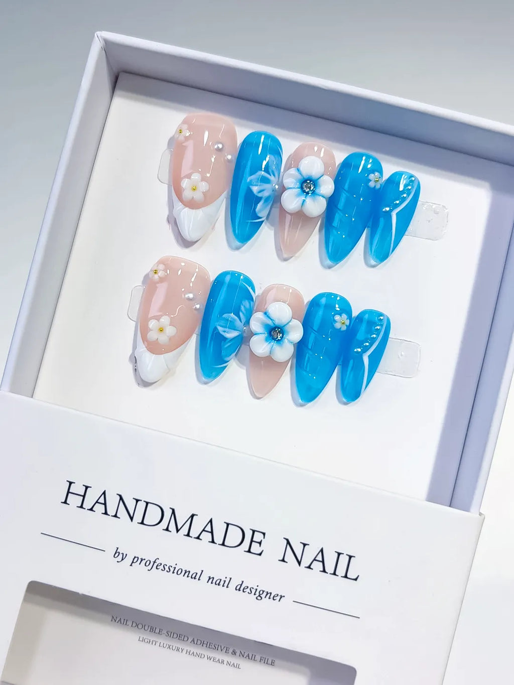 D260 - Medium Blue Nude Almond Floral Flower