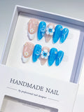D260 - Medium Blue Nude Almond Floral Flower