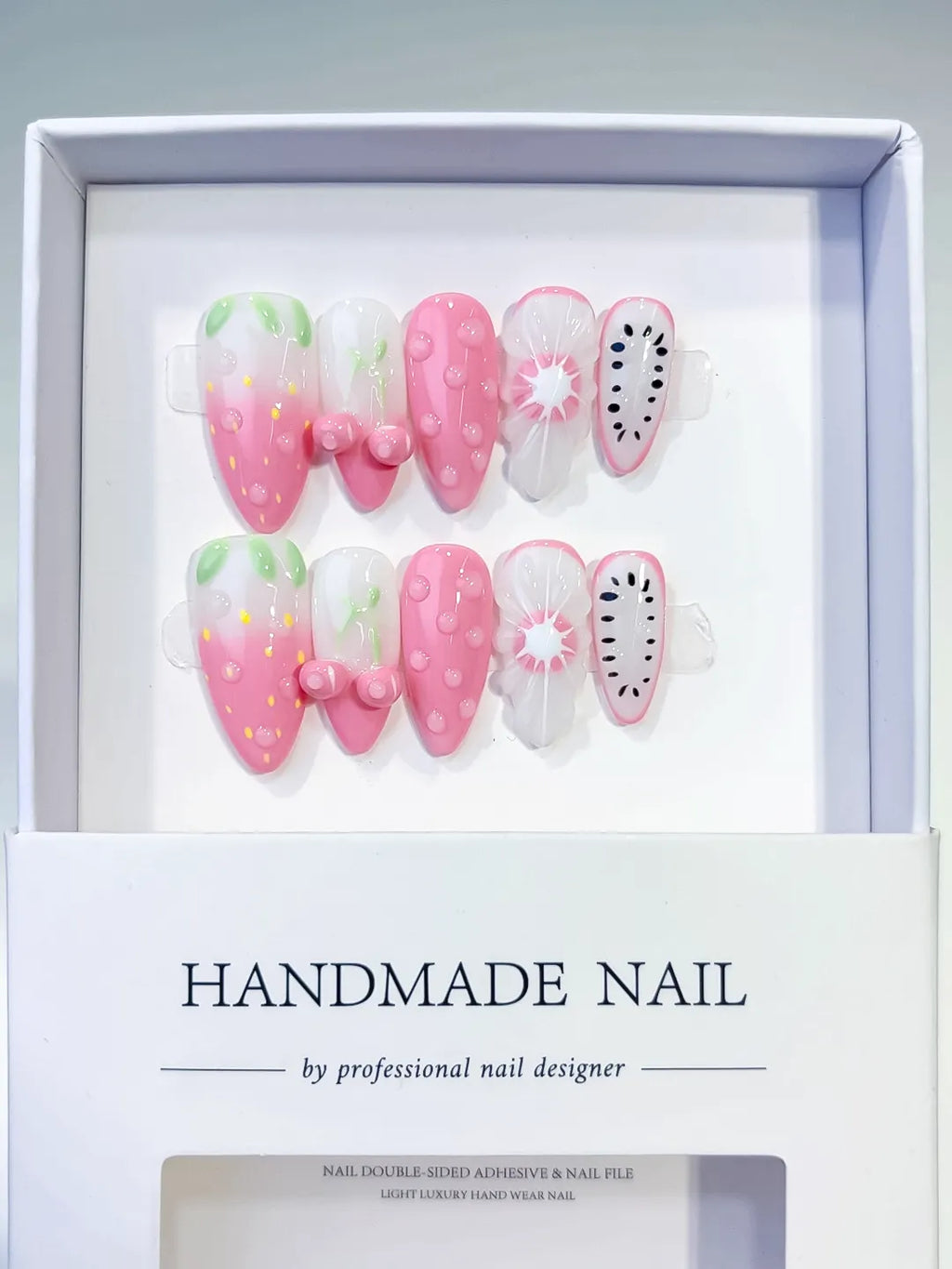 D286 - Medium Pink White Almond Abstract Bow Fruit