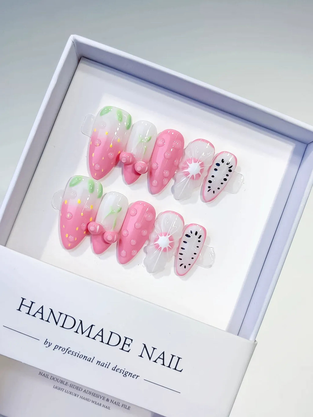 D286 - Medium Pink White Almond Abstract Bow Fruit