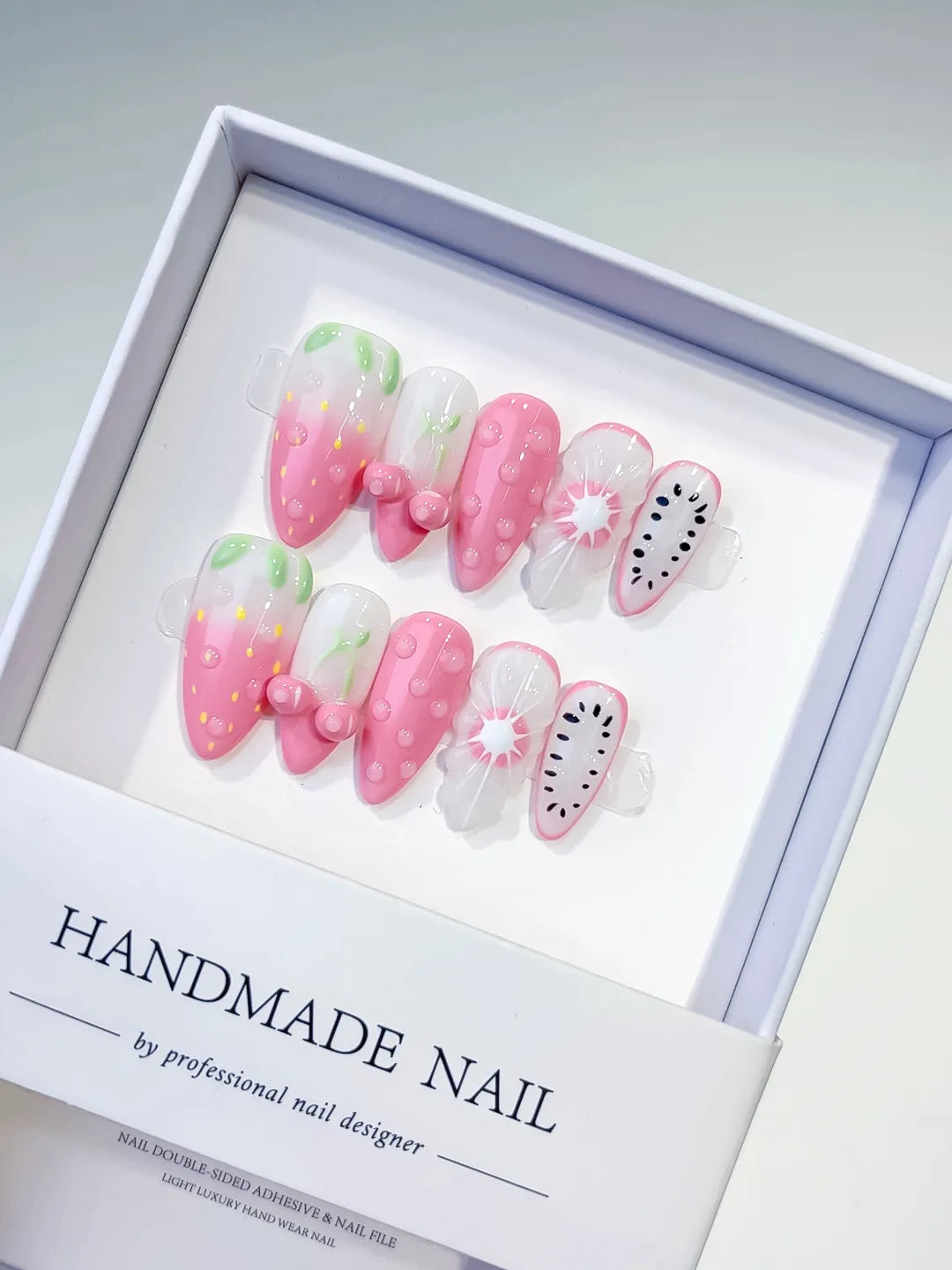 D286 - Medium Pink White Almond Abstract Bow Fruit
