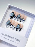 D303 - Medium Nude Black Almond Abstract Flower Pearl