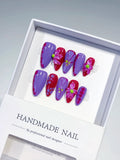 D344 - Medium Purple Pink Almond Abstract Flower VibeNailsLab