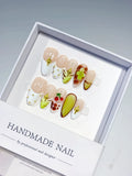 D373 - Medium Nude White Almond Abstract Cherry Flower