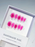 D374 - Medium Pink White Almond Ombre Flower