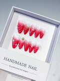 D376 - Medium Red White Almond Ombre Flower Bow