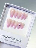 C444 - Medium Pink Nude Almond Ombre Flower