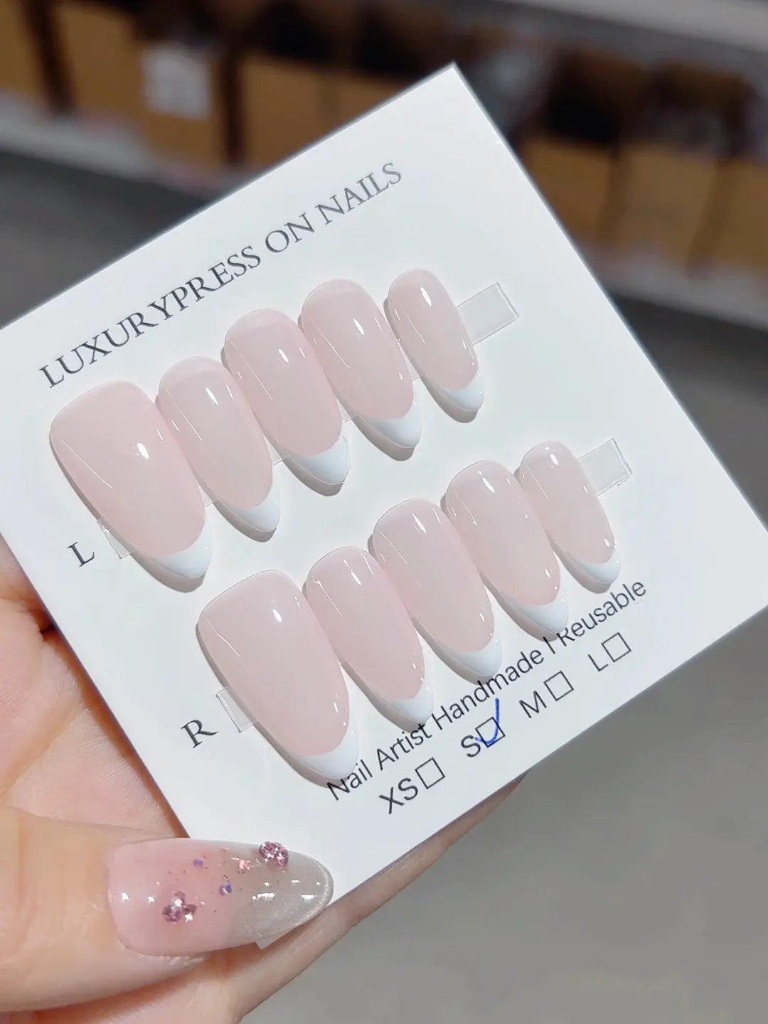 A058 - Medium Pink Almond French tip VibeNailsLab